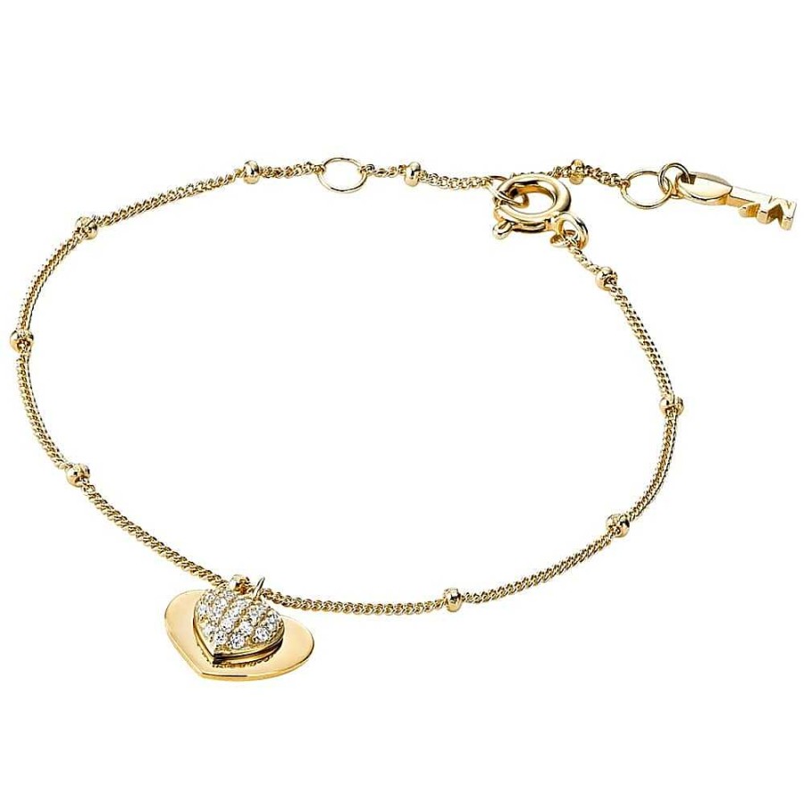 Joyas Michael Kors | Pulsera Michael Kors Love De Corazon Chapada En Oro