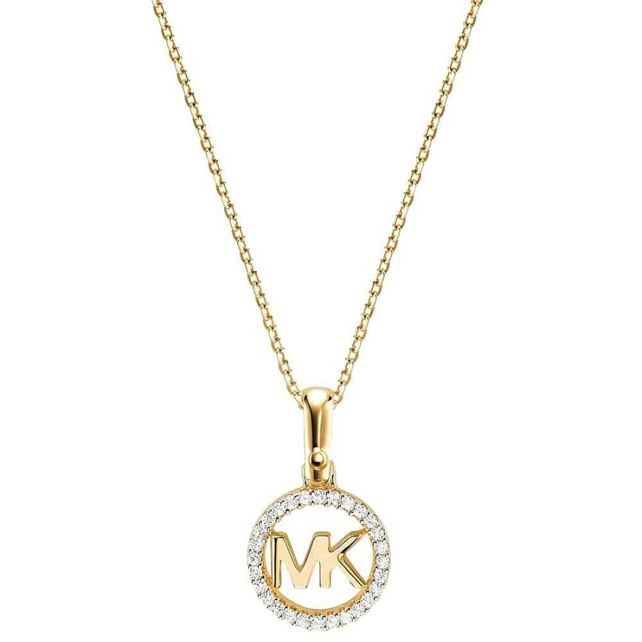 Joyas Michael Kors | Collar Michael Kors Colgante Logotipo Chapado En Oro