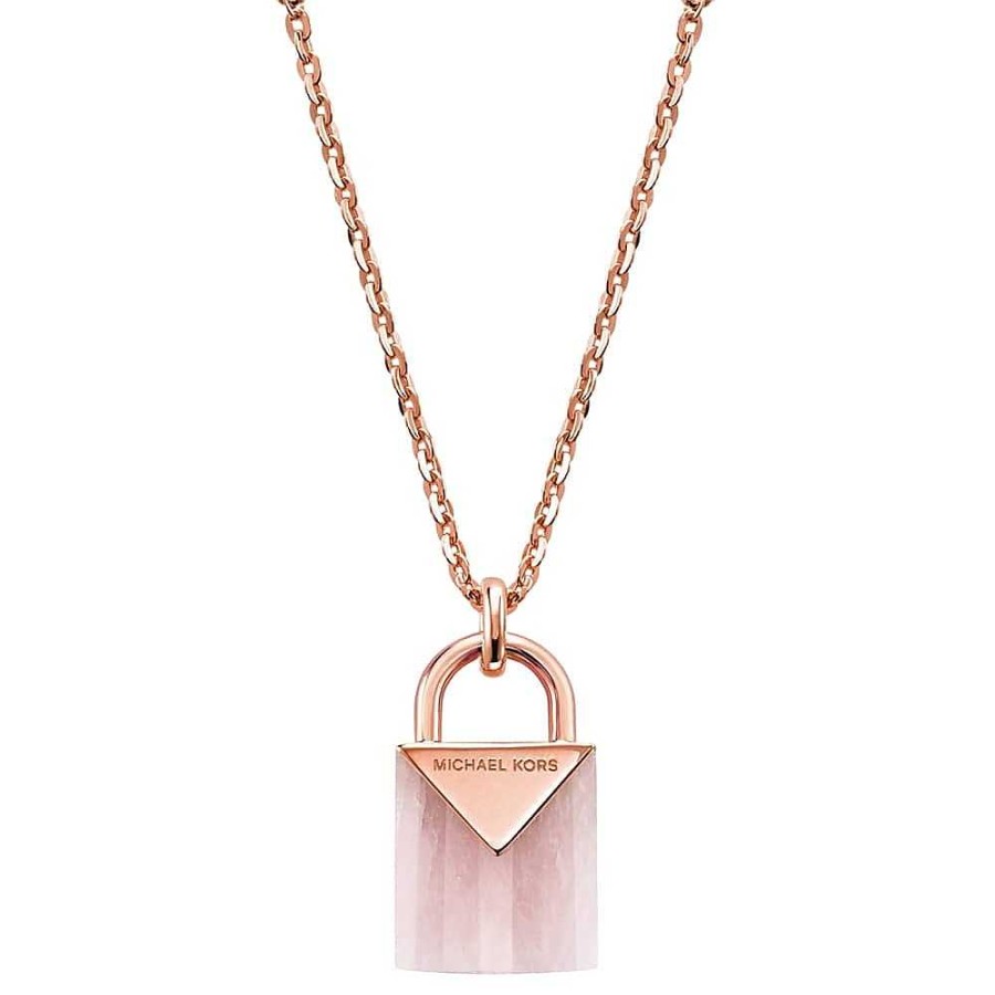 Joyas Michael Kors | Collar Michael Kors Oro Rosa Con Colgante De Candado